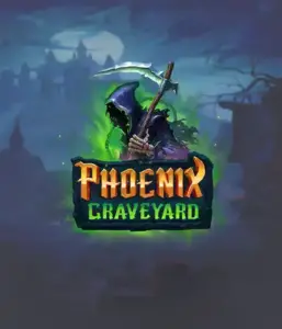 The eerie and atmospheric Phoenix Graveyard slot game interface by ELK Studios, featuring a mysterious graveyard setting. The visual highlights the slot's innovative expanding reels, coupled with its stunning symbols and dark theme. The artwork conveys the game's legend of the phoenix's revival, making it enticing for those interested in the supernatural.