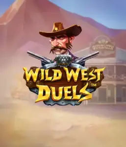  Dive into the daring world of "Wild West Duels" by Pragmatic Play, featuring a gritty gunslinger ready for a showdown. The image shows a stern cowboy with crossed pistols, framed by a desert backdrop. His focused expression and detailed attire highlight the theme of the Old West. The game's title is prominently featured in a striking font, enhancing the exciting theme. 