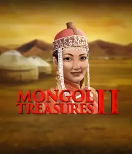 Discover the captivating heritage of Mongolia with Mongol Treasures 2 slot by Endorphina, showcasing a beautiful Mongolian woman dressed in traditional attire against a pastoral Mongolian steppe backdrop. This graphic portrays the essence of Mongolian history, offering a unique cultural journey. 