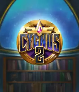 Discover the enchanting graphics of ELK Studios' Cygnus 2 Slot, highlighting a spectacular logo with a shining design in purple and gold. With a backdrop of a starlit background of a library, this image captures the theme of adventure and mystery. 